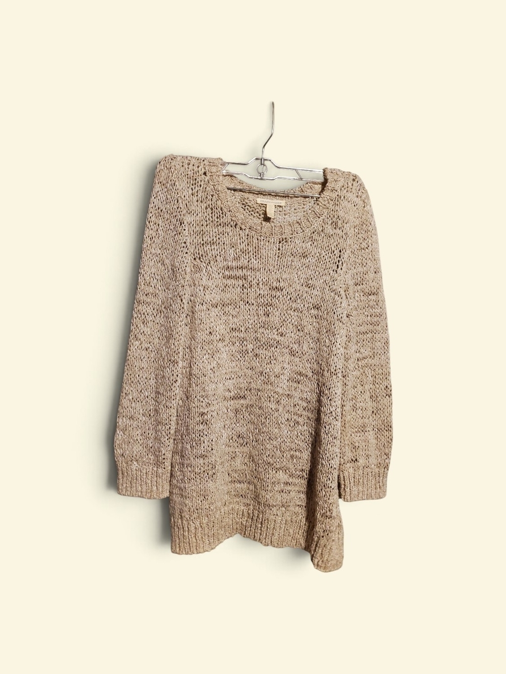 Eileen Fisher Airy Linen Blend Knit Sweater Beige Size XXS Preowned Women